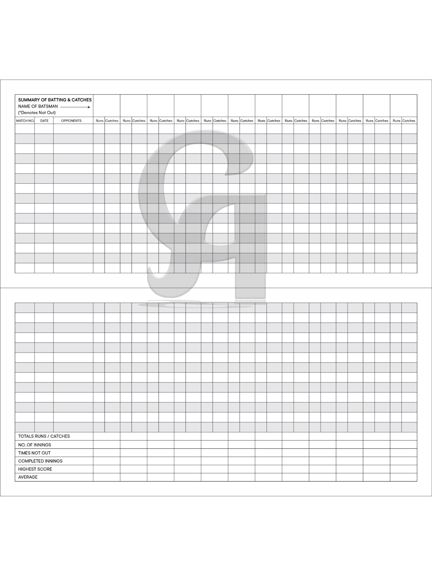 CA Scorebook 60 Innings