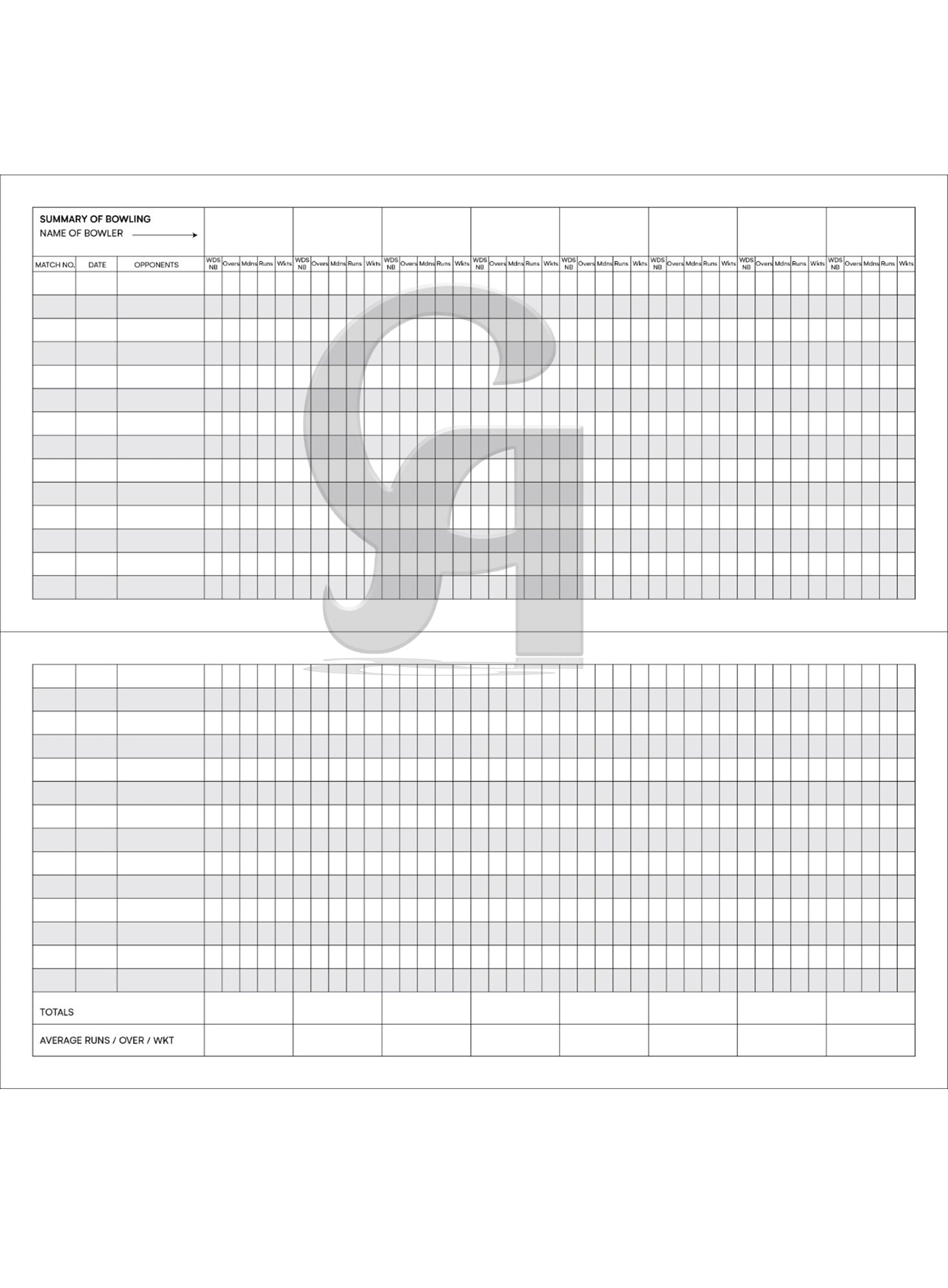 CA Scorebook 60 Innings